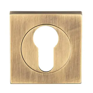 Square Euro Profile Escutcheon 52 x 52mm Concealed Fix Antique Brass