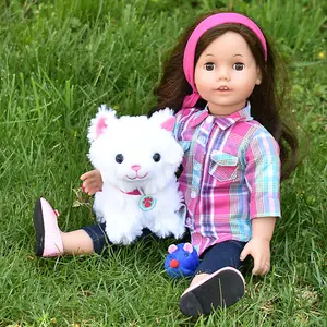 Sophia's by Teamson Kids White Plush Kitty Cat and Accessories Set for 18" Dolls