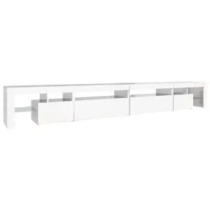 Berkfield TV Cabinet with LED Lights High Gloss White 290x36.5x40 cm