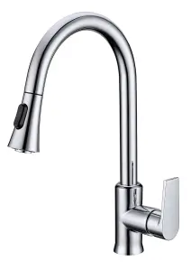 VURTU Anstey C Shape Pull Out Single Lever Tap, 399(H) x 110(W), Chrome, 592102