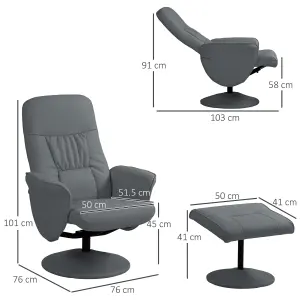 HOMCOM PU Leather Armchair and Footrest Swivel Recliner w/ Ottoman Grey