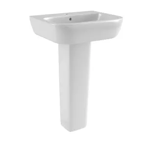 Cooke & Lewis Santoro White Rectangular Full pedestal Basin (H)84cm (W)56cm