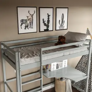 Vida Designs Sydney Grey Bunk Bed With Desk