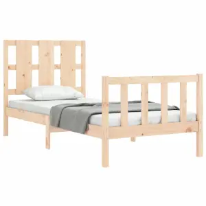 Berkfield Bed Frame with Headboard Small Single Solid Wood