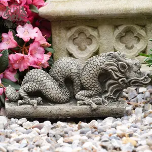 Feng Shui Dragon Stone Statue Oriental Chinese Asian Dragons Outdoor Garden