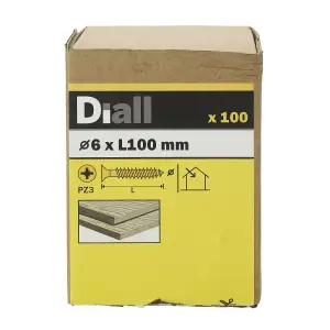 Diall Double-countersunk Yellow-passivated Carbon steel Screw (Dia)6mm (L)100mm, Pack of 100