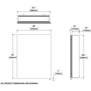 Croydex Hartford Single Bathroom Wall cabinet With Mirrored door (H)662mm (W)510mm