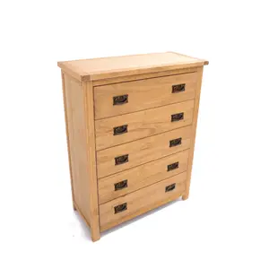 Lugo 5 Drawer Chest of Drawers Bras Drop Handle