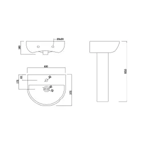 Herald Round 1 Tap Hole Basin & Pedestal Bathroom Sink