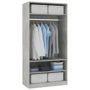 Wardrobe Concrete Grey 100x50x200 cm Engineered Wood