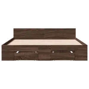 Berkfield Bed Frame with Drawers without Mattress Brown Oak 120x190 cm Small Double