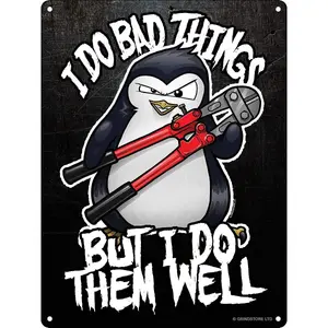 Psycho Penguin I Do Bad Things Mini Tin Sign Black (One Size)