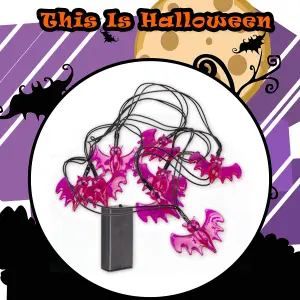 Halloween Bat Lights LED Set of 8 Trick or Treat Party Set of 8 Purple