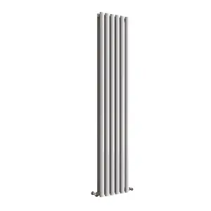 Vertical White Double Oval Panel Radiator (H)1800mm x (W)354mm, 6908 BTU.