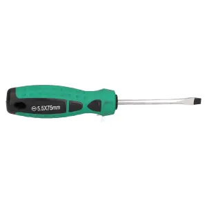 5.5mm x 75mm Slotted Flat Headed Screwdriver with Magnetic Tip Rubber Handle