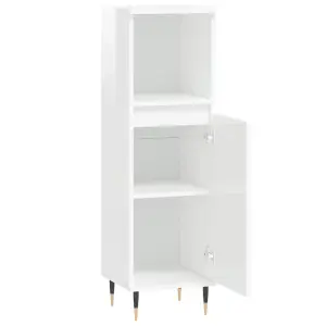 Berkfield Bathroom Cabinet High Gloss White 30x30x100 cm Engineered Wood