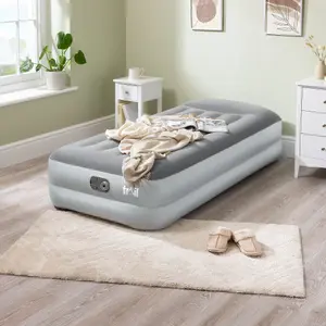 Single Air Bed with Built In Electric Pump Deluxe Inflatable Airbed Mattress Trail