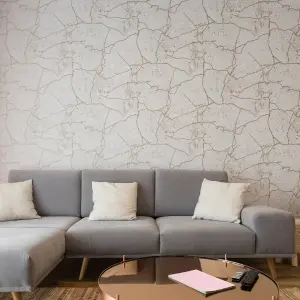 Superfresco Kintsugi White Gold effect Smooth Wallpaper