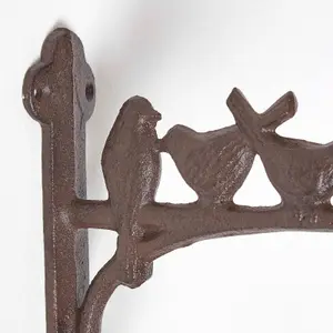 Homescapes Cast Iron Hanging Basket Hook with Birds