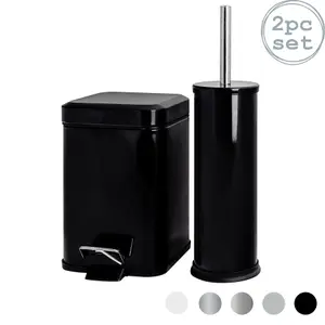 Harbour Housewares - Mismatched Toilet Brush & Bin Set - Black