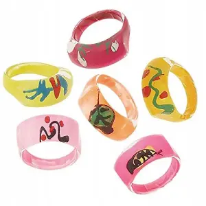 Unique Party Plastic Ring (Pack of 6) Multicoloured (One Size)