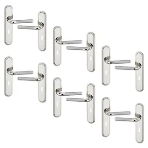 URBNLIVING 220mm Length 12 Pcs Vienna Metal & Polished Nickel Lever Latch Door Keyhole Handle Set