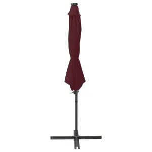 Berkfield Cantilever Umbrella with Pole and LED Lights Bordeaux Red 300 cm