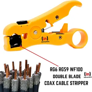 Compression Tool Coaxial cable Stripper Crimper 20 Connectors ct100 RG6 wf100