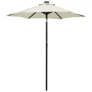 Berkfield Parasol with LED Lights Sand 200x211 cm Aluminium