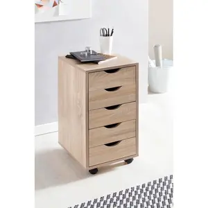 33cm Wide 5 -Drawer Mobile File Cabinet Sonoma oak colour