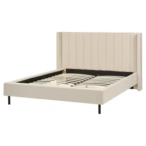 Boucle EU King Size Bed Beige VILLETTE