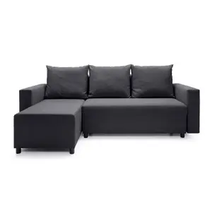 Oslo Reversible Corner Sofa Bed in Black