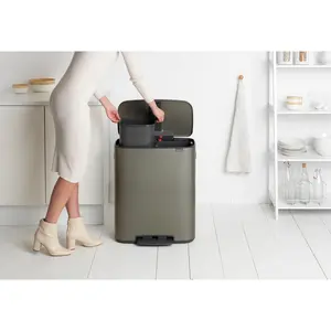 Brabantia Bo 30 Litre + 30 Litre Pedal Bin with Two Inner Buckets Platinum