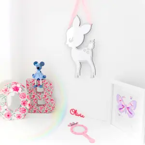 Acrylic Wall Mirror Shatterproof Wood Modern Wall Art Sticker Decal Home Decoration For Baby Room Children Kids (Bambi)