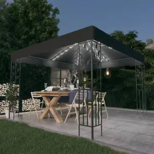 Berkfield Gazebo with LED String Lights 3x3 m Anthracite