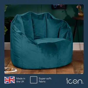 icon Sirena Scallop Chair Bean Bag Teal Green Velvet Bean Bags