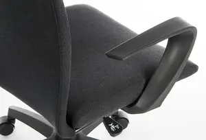 Work Office Chair Swivel Black Fabric Adjustable Seat Height and Fixed Armrests