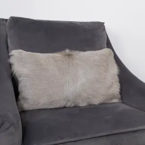 Genuine Light Grey Goatskin Cushion