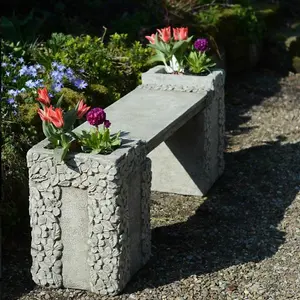 Daisy Design Stone Cast Garden Bench