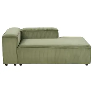 Left Hand Jumbo Cord Chaise Lounge Green ARDAL