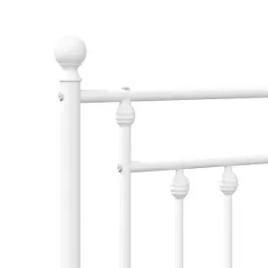 Berkfield Metal Bed Frame with Headboard White 183x213 cm