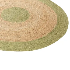 Round Jute Area Rug 140 cm Beige and Green YAYALAR