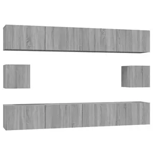 Berkfield 6 Piece TV Cabinet Set Grey Sonoma Engineered Wood