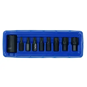 Impact Male Torx Star Bits Sockets with 1/2in Drive Bit Holder T30-T70 9pc Set