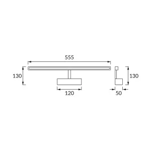 MILLS - CGC Chrome IP44 Bathroom Over Mirror Wall Light 12W With Switch