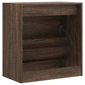 Berkfield Shoe Cabinet Brown Oak 60x34x63.5 cm Engineered Wood