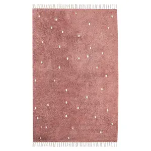 Cotton Area Rug Dotted 140 x 200 cm Light Red ASTAF