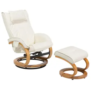 Massage Chair with Footstool MAJESTIC Faux Leather Light Beige