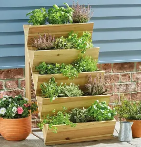 5 Tier Wooden Step Garden Planter Patio Herb Flower Shrub