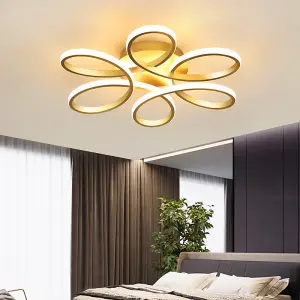 Gold 58cm 1 Light Curved Shape Acrylic Flush Mount LED Dimmable Ceiling Light Fixture